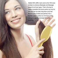 2 brosses à cheveux en poils de sanglier avec picots en nylon, poils de sanglier naturels, extensions de cheveux et brosse à cheveux pour cheveux fins