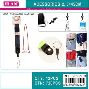 Cordino in nylon ILAN 2,5x45 cm con clip per telefono, tessera identificativa, portachiavi - Product Image 1