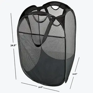 定制多色圆柱形聚酯网可折叠储物篮洗衣篮