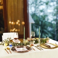Assiette de présentation ronde Tianxing en acier inoxydable or rose et argent, réutilisable, de luxe, pour mariage, vente en gros