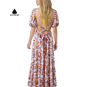 Green Dimple Women's Clothing Summer Cottagecore Dress Floral Casual <strong>Cotton</strong> Polynesian Modest Office <strong>Wear</strong> Dress - Product Image 4