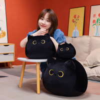 Nouvelle peluche chat noir 3D mignon kawaii, jouet en peluche doux en forme de chat noir