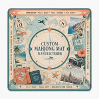 Tapis de jeu antidérapant en cuir OEM ODM pour fabricant de Mahjong, tuiles de Mahjong bleu clair, protection de bureau, accessoire de jeu