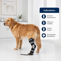 PETSGUARD Attelle de jambe réglable en métal pour chien, légère et durable, support de protection pour articulation du genou et du jarret, pour la récupération des blessures au ligament croisé avant (LCA), taille moyenne