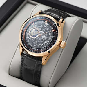 Montres automatiques pour hommes en or rose vintage, ciel étoilé, abordables, lumineuses, en cuir, mécaniques, avec logo personnalisé - Product Image 2