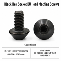 Vis métriques UNC en acier au carbone, finition oxyde noir, têtes cylindriques à six pans creux (BU), classes 4.8, 6.8, 10.9 et 12.9, M5, M6, M8, 1/4-20, 5/16-18