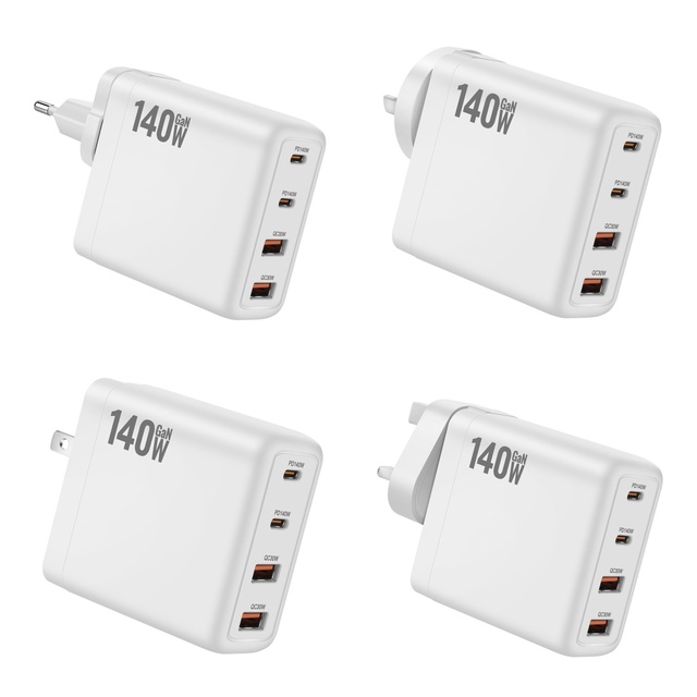 DENIXI 140W GaN Multi-port Charger, Foldable and Fast Wall-mounted PD 3.0 Adapter, Suitable for Laptops and Devices
