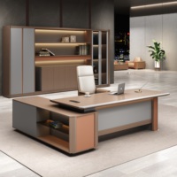 Bureau de travail en bois en forme de L, style moderne et simple, durable, avec armoire de rangement grande capacité et finition anti-rayures