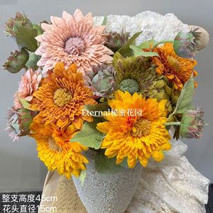 Tournesols artificiels Secret Garden, 45 cm de hauteur, 15 cm de diamètre, fleurs en plastique et soie pour la décoration de la maison, accessoires de mariage - Product Image 4