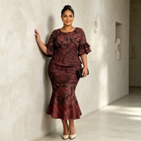 Gaun Puletasi Samoa Formal Wanita Bergaya Tribal, Rok Ekor Ikan, Lengan Petal, Pakaian Butik Khusus Wanita