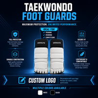 Vente en gros de protège-pieds de taekwondo personnalisés avec logo OEM, bande élastique blanche, pour adultes et enfants