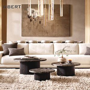 Wbert hiện đại sang trọng sồi và Đá Cẩm Thạch Bàn cà phê mulholland plinth thiết kế cho ăn uống nhà khách sạn biệt thự phong cách Mỹ - Product Image 4