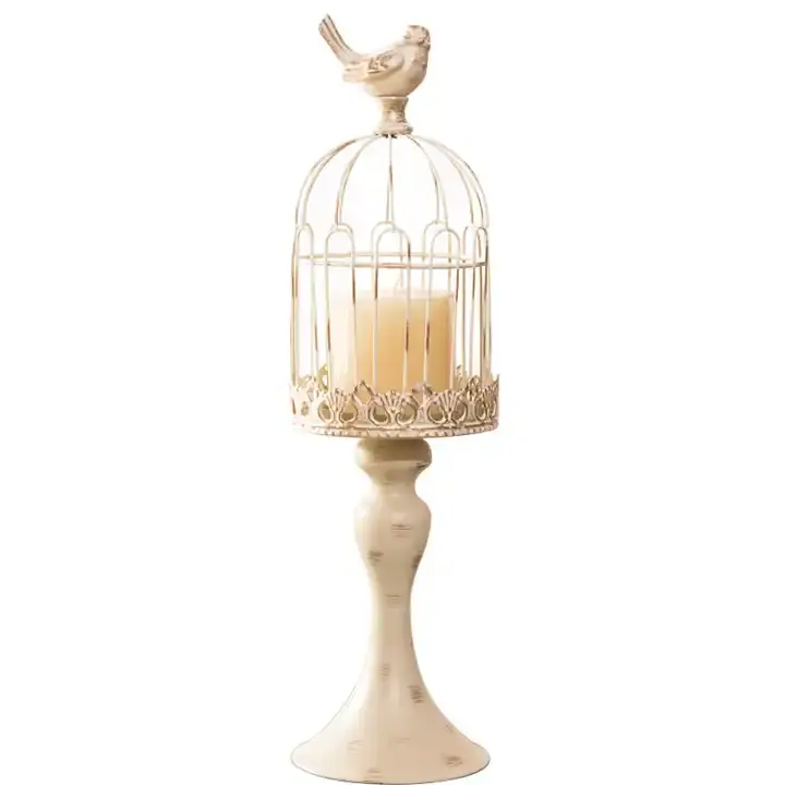 Manmiao or acier inoxydable décor de mariage à la maison candélabres en métal cage à oiseaux bougeoirs porte-chandeliers