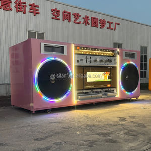 Camion de restauration mobile vintage géant, café et barbecue, espace d'accueil, design rétro créatif de magnétophone pour rue/centre commercial - Product Image 3