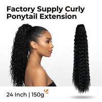 Queue de cheval bouclée à pince, cheveux synthétiques, 24 pouces, extension de queue de cheval bouclée crépue, fibre haute température, durable, réutilisable, sans nœuds