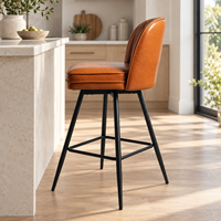 Chaises de bar hautes à dossier incurvé et rembourrées, couleur beige, pour îlot de cuisine - Vente chaude