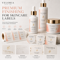 Étiquettes personnalisées pour soins de la peau, autocollants imperméables pour flacons cosmétiques, étiquettes en rouleaux gaufrées à chaud avec dorure à chaud, emballage texturé, OEM