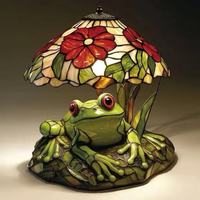 Lampe de table en résine créative en forme de grenouille et de fleur, décoration de bureau à domicile, ornements de chevet, emballage en carton de Chine