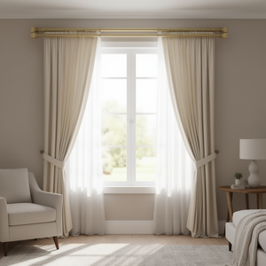 Tringle à rideaux double Vianney 1,40 à 2,60 m en acier inoxydable moderne pour salon - Product Image 2