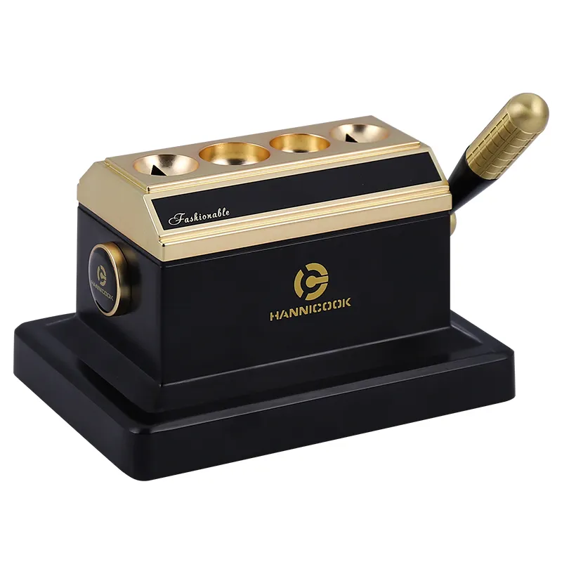 Hannicook Zwarte Goud V-Vormige Rvs Vier In Een Desktop Multi Kaliber Handvat Sharp Cigar Cutter Voelt Glad