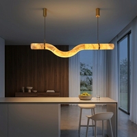 Lustre suspendu de luxe design simple en marbre naturel et albâtre pour restaurant, chambre, bureau, bar