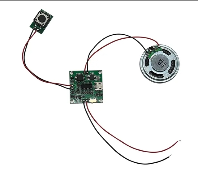 USB Downloadable 4M MP3 WAV Music Voice Player Sound Module with Speaker Push Button Activated for DIY Christmas Projects