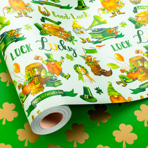 Papel de embalaje original verde de doble cara con revestimiento de aluminio para el Día de San Patricio - Product Image 4