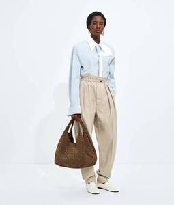 Bottega BV Travel Campana Shoulder Bag with Archival Silhouette in Supple Intrecciato Leather Featuring a Tie Closure Veneta - Product Image 5