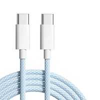 66W/3A Nylon Trenzado USB C Cable de datos de carga rápida Función inteligente 1M TIPO C Cable adaptador de teléfono móvil Teléfono móvil PD Cargador USB