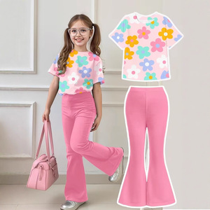 Abbigliamento per Ragazze, Alla Moda per Primavera, Estate, Autunno, <span class=keywords><strong>Pantaloni</strong></span> a Zampa Corti con Maniche Corte per Ragazze, per Uso Esterno - Product Image 4