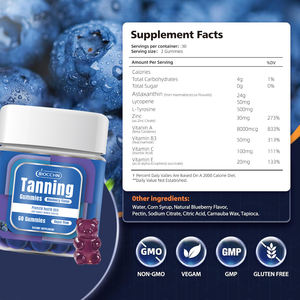 Gomme Abbronzanti OEM - Integratore Autoabbronzante ad Azione Rapida Senza Sole - Supporto per l'Abbronzatura Orale con Beta <span class=keywords><strong>Carotene</strong></span>, Licopene e Vitamine - Product Image 1