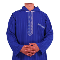 Thobe Homme Musulman Traditionnel du Maroc à Manches Longues, Modèle à Capuche Disponible en 12 Couleurs