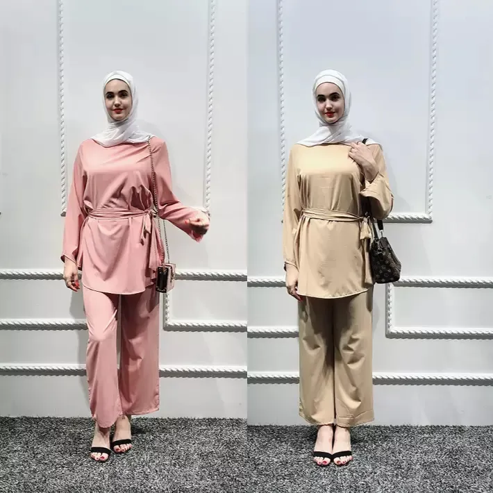 Kadınlar hijab elbise islam giyim türk seti robe dubai abaya fas kaftan