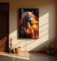 Décoration Murale Moderne : Affiche Chevaux Dorés et Blancs, Impression Aquarelle sur Porcelaine Cristalline, Papier Imperméable Grande Taille