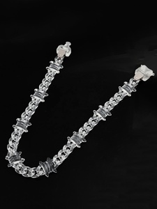 Best Seller Nuova Collana Personalizzata da Uomo con Lucchetto Satinato e Catena in Acrilico Trasparente a Spine, Idea Regalo <span class=keywords><strong>per</strong></span> Fidanzato - Product Image 5
