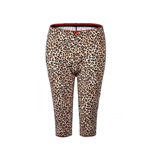 Women's Leopard Print 3/4 <strong>Lace</strong> <strong>Trim</strong> Fitted High-Waist Capri <strong>Leggings</strong> - Product Image 5