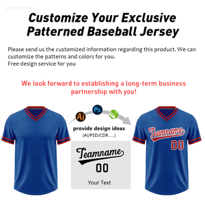 Groothandel effen blanco V-hals pullover baseball uniformen T-shirt digitale print logo naam op maat gestikte heren baseball shirt - Product Image 4