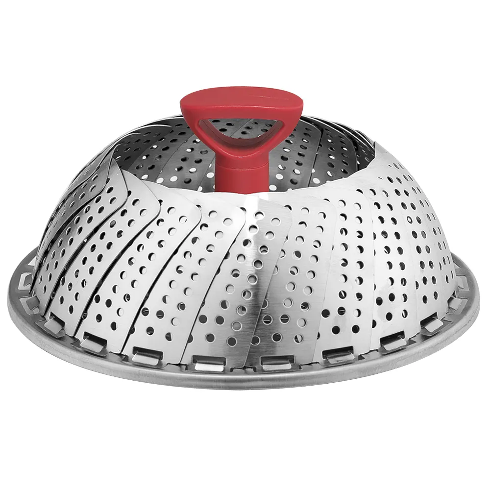 Vaporera de acero inoxidable plegable para cocina, cesta de alimentos, verduras, pescado, huevos, carne, moño al vapor