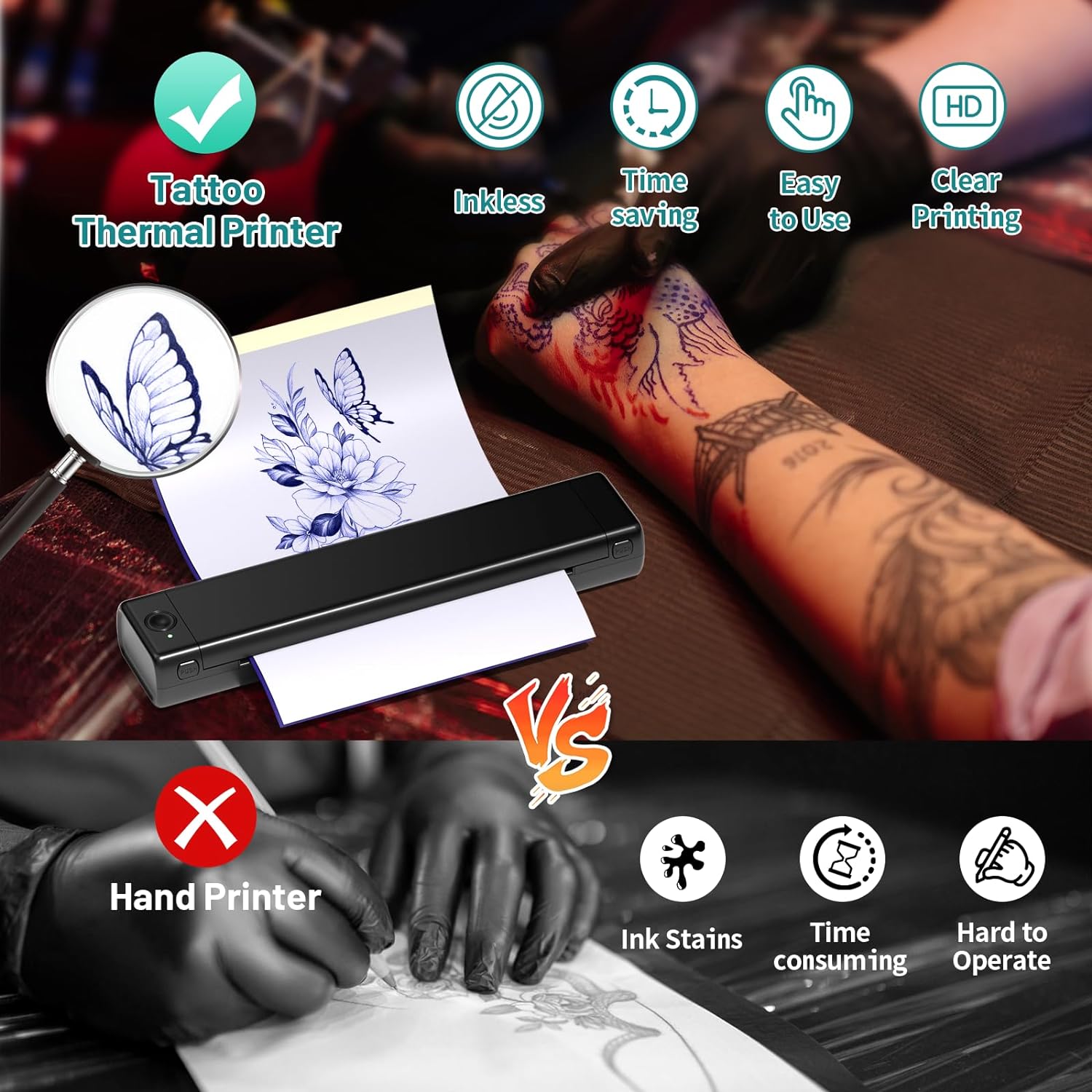 M08F-TATTOO インクレスタトゥープリンター Amazon.com: Phomemo Tattoo Stencil Printer, M08F Wireless