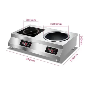 5000W 2 burner induction cooker one flat plus one concave wok commercial electric stove