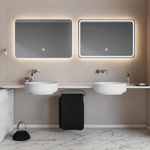 Miroir de salle de bain rectangulaire à LED avec fonction anti-buée, verre anti-explosion, trois couleurs réglables, fixation murale - Product Image 2