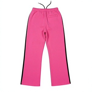 Pantalon de survêtement rose pour homme, taille élastique avec cordon de serrage, blocs de couleur et bande latérale, décontracté, respirant, en polyester, pour l'automne - Product Image 3