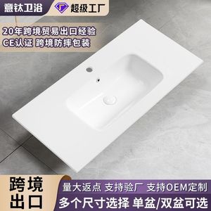Lavabo Integrado de Cerámica y Titanio Italiano, Lavabo de Encimera de un Solo Orificio, Lavabo Moderno para Baño - Product Image 5