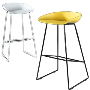 Металлический барный стул для улицы, белые пластиковые стулья для дома, бара, кухни, стул желтого цвета, стул для завтрака, современный стул