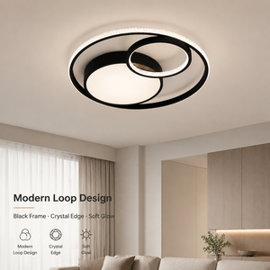 Plafonnier LED moderne en cristal, télécommande, trois couleurs, intensité variable, anneau rond, montage en surface, pour chambre et salon - Product Image 2