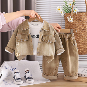 Nouvel ensemble décontracté 3 pièces en coton pour garçons de 1 à 5 ans, motif dessin animé, veste + t-shirt intérieur + pantalon, collection printemps-automne - Product Image 4