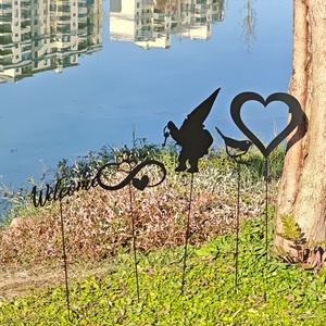 Arreglo de siluetas metálicas de lujo para jardines y terrazas, de acero inoxidable, con efecto oxidado, para letreros, decoración de primavera, otoño, Halloween, artificial y de diseño inusual. - Product Image 1