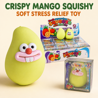 Jouet Squishy Mangue Croustillante en Forme de Fruit Courbé, Jouets Souples Anti-Stress en Forme d'Aliment, Cadeau Anti-Stress, Lot de 12 Pièces en Boîte de Présentation
