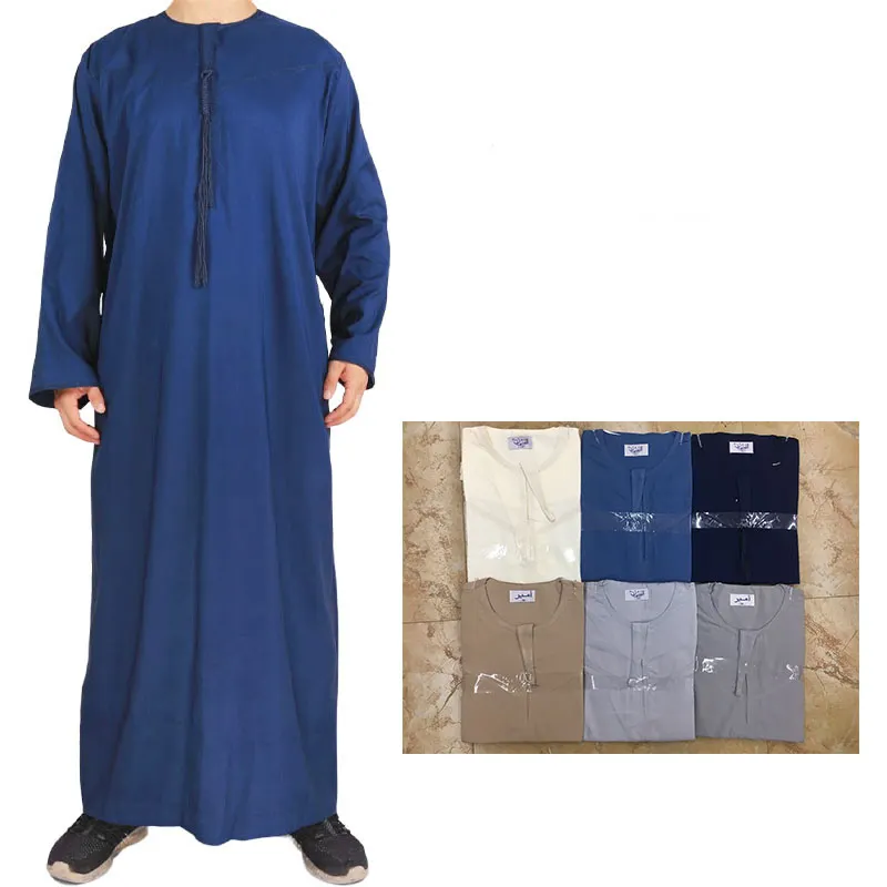 2022 Großhandel islamische Baumwolle Langarm Omani Muslim Thobes Männer