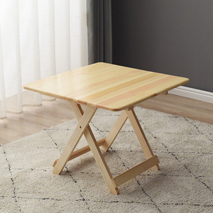 Modern Minimalist Pine <b>Folding</b> <b>Table</b> Square Solid Wood Cross Base <b>Outdoor</b> Picnic Use 2 Seater - Product Image 3